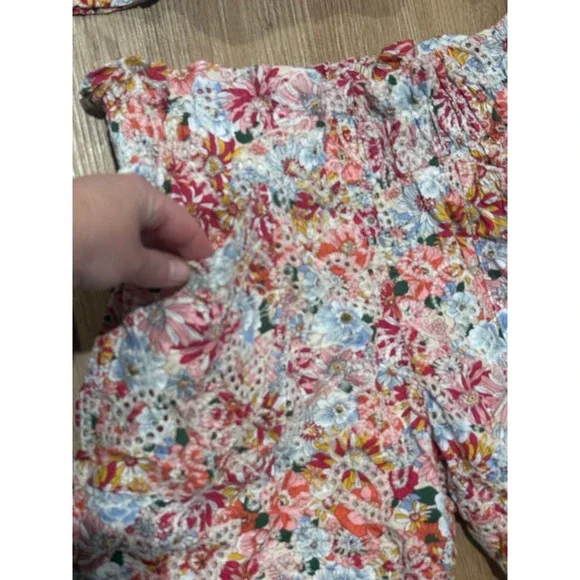 Solitare Women Floral Eyelet Lace 2 Piece Set Top and Shorts Multicolor Size M - Picture 4 of 11